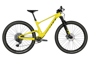 Vue du côté de la chaîne du Scott Spark RC Comp Yellow Jaune